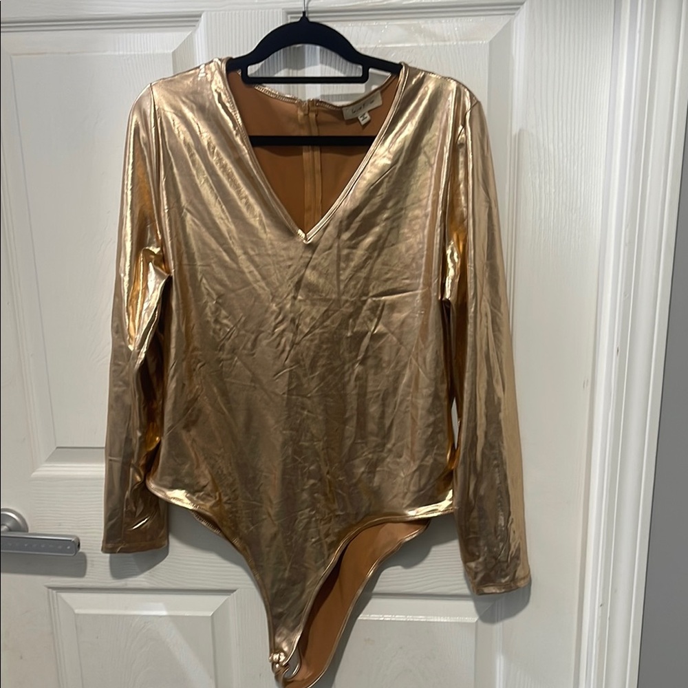 Love J Gold Backless Bodysuit